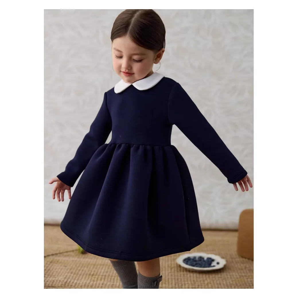 Baby Clothing High End - Платье для маленьких девочек, модное однотонное